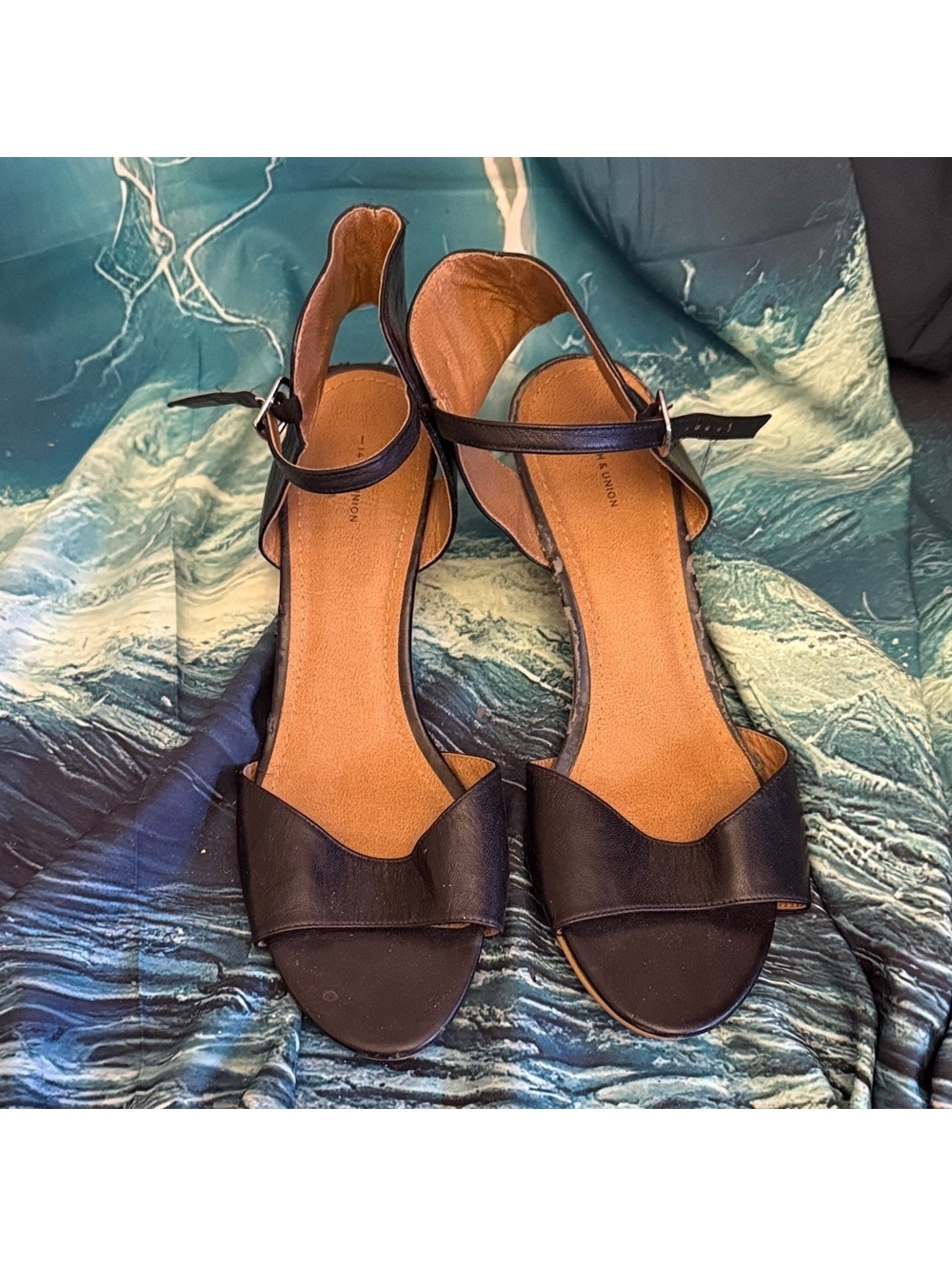 14th & Union Black Open-Toe Ankle-Strap Sandals 12